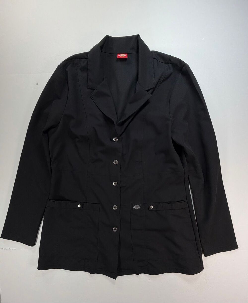 Dickies Scrub Blazer Size Medium Black Stretch Medical Healthcare Work Jacket